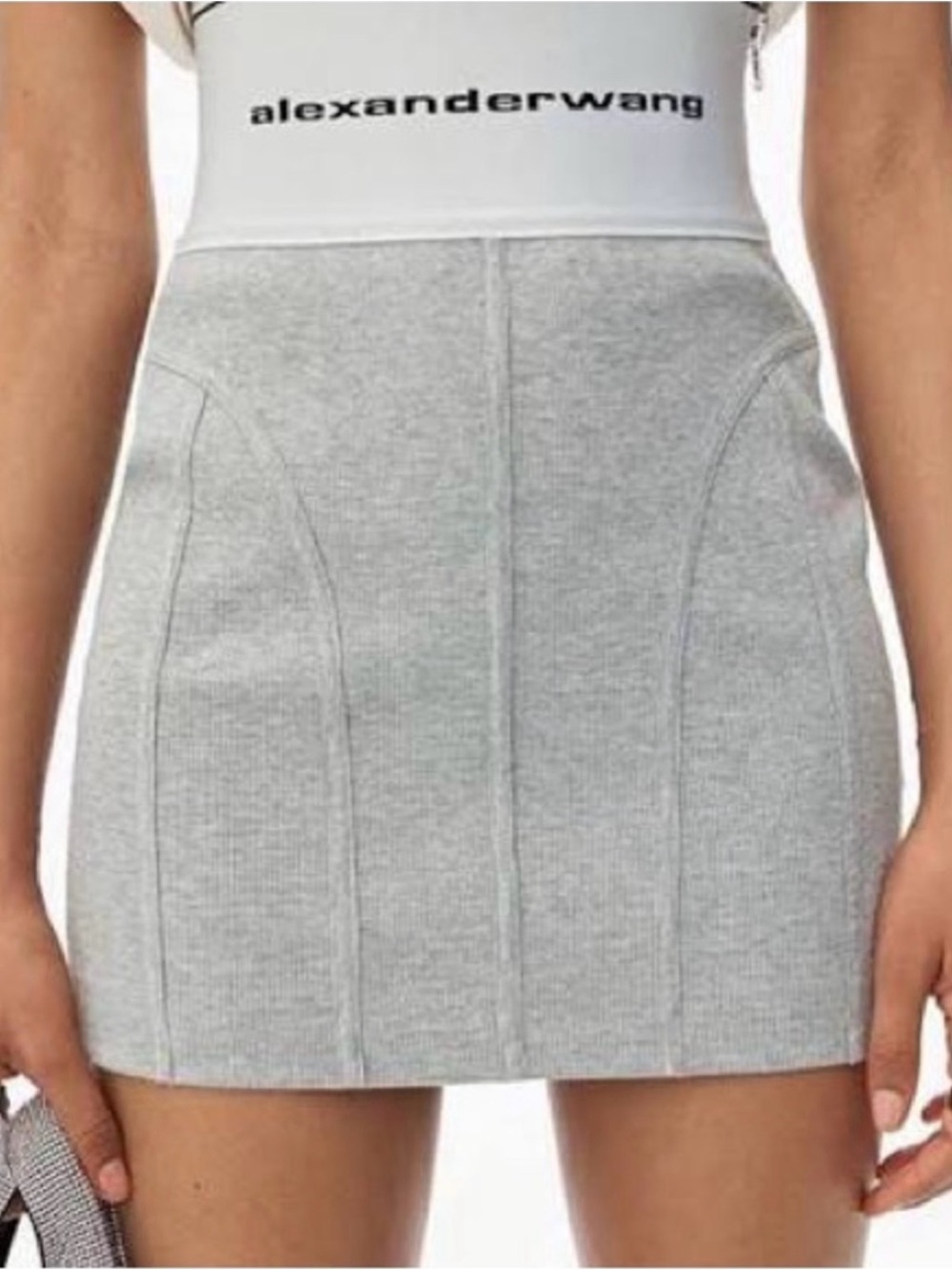 Alexander Wang Grey Logo Crop Tank & Ribbed Mini Skirt - Picture 5 of 5